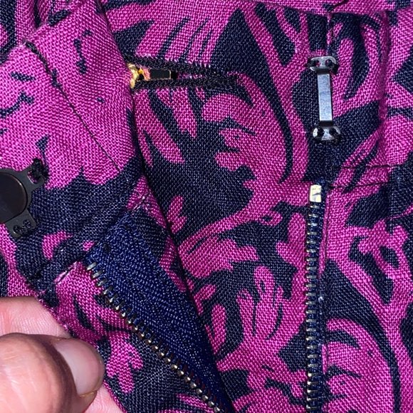 Tory Burch Brach Cotton Linen Blend Purple Navy Shorts Gold Hardware Size Summer - Picture 3 of 7